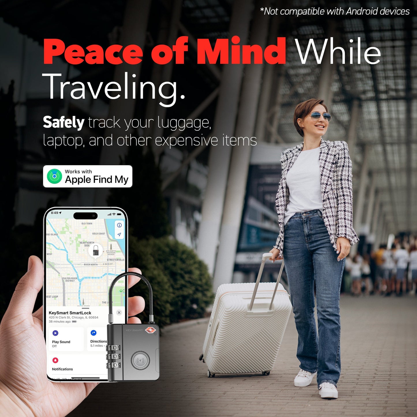 KeySmart SmartLock Luggage Tracking Device