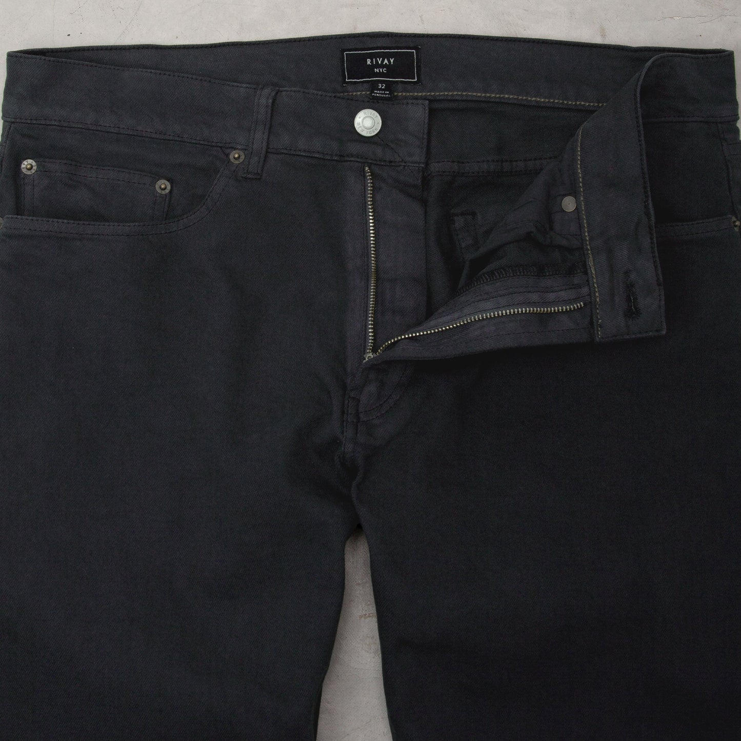 Rivay Wade Garment Dyed Washed Black Five Pocket Pant