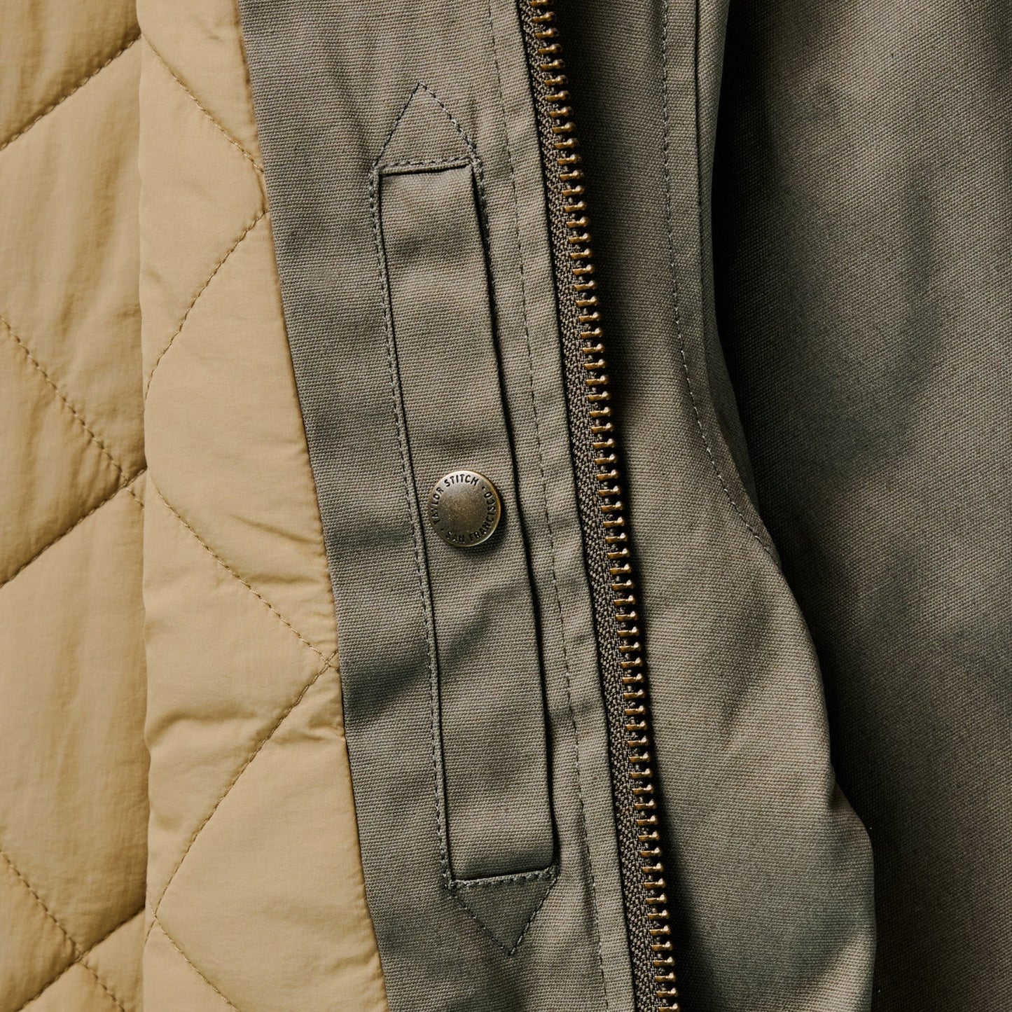 Taylor Stitch Fatigue Olive Dry Wax Bomber Jacket