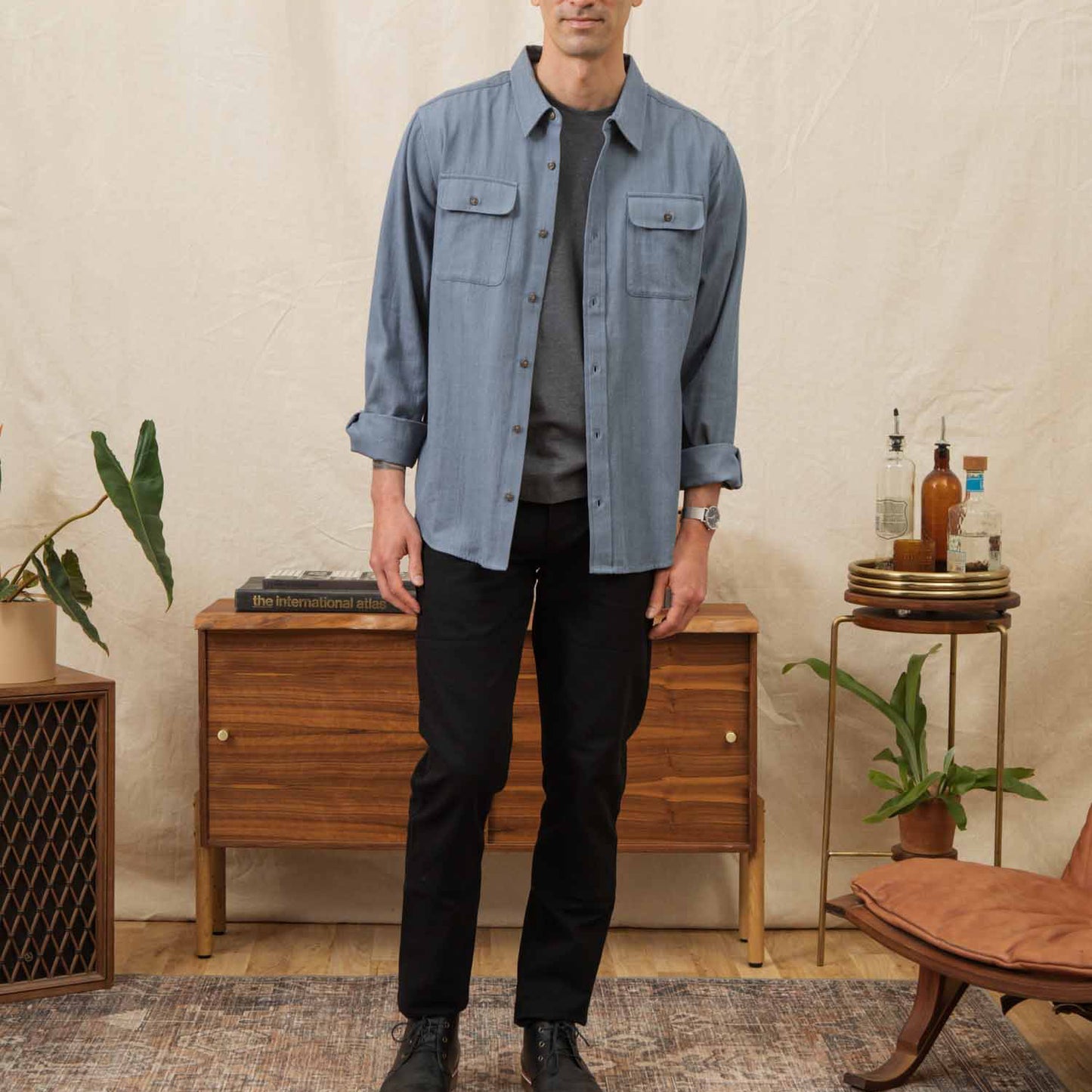 Bridge & Burn Denim Herringbone Bedford Shirt