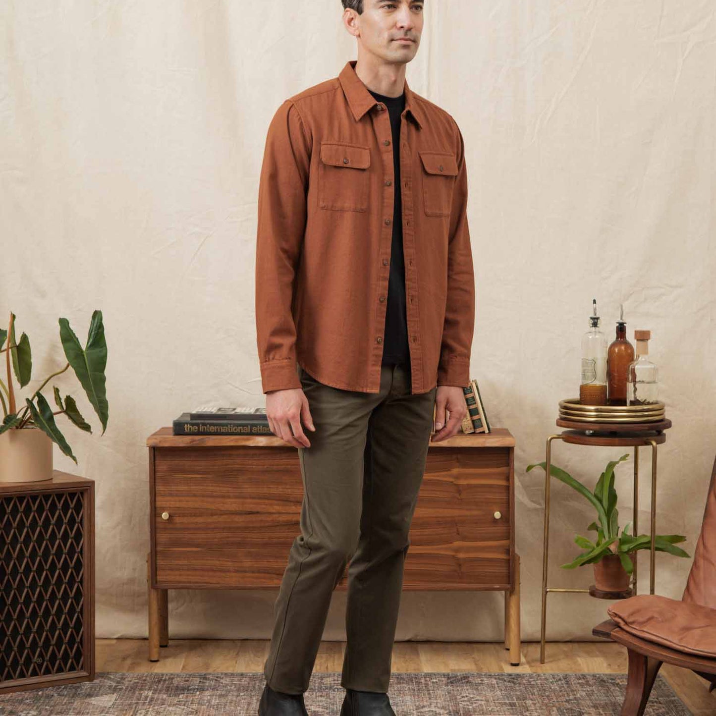 Bridge & Burn Terracotta Melange Bedford Shirt