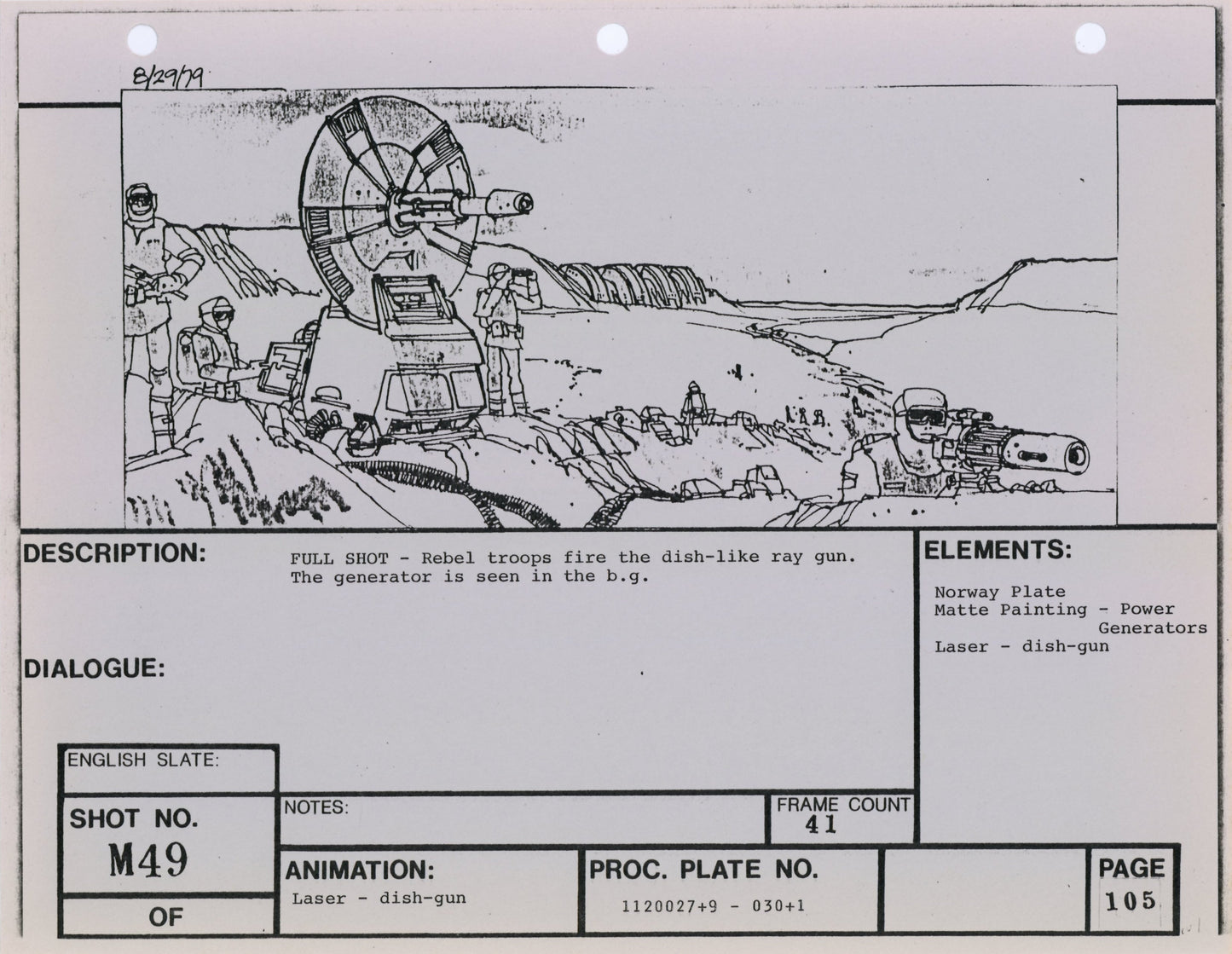 Empire Strikes Back VFX Storyboard: Snow Battle 49
