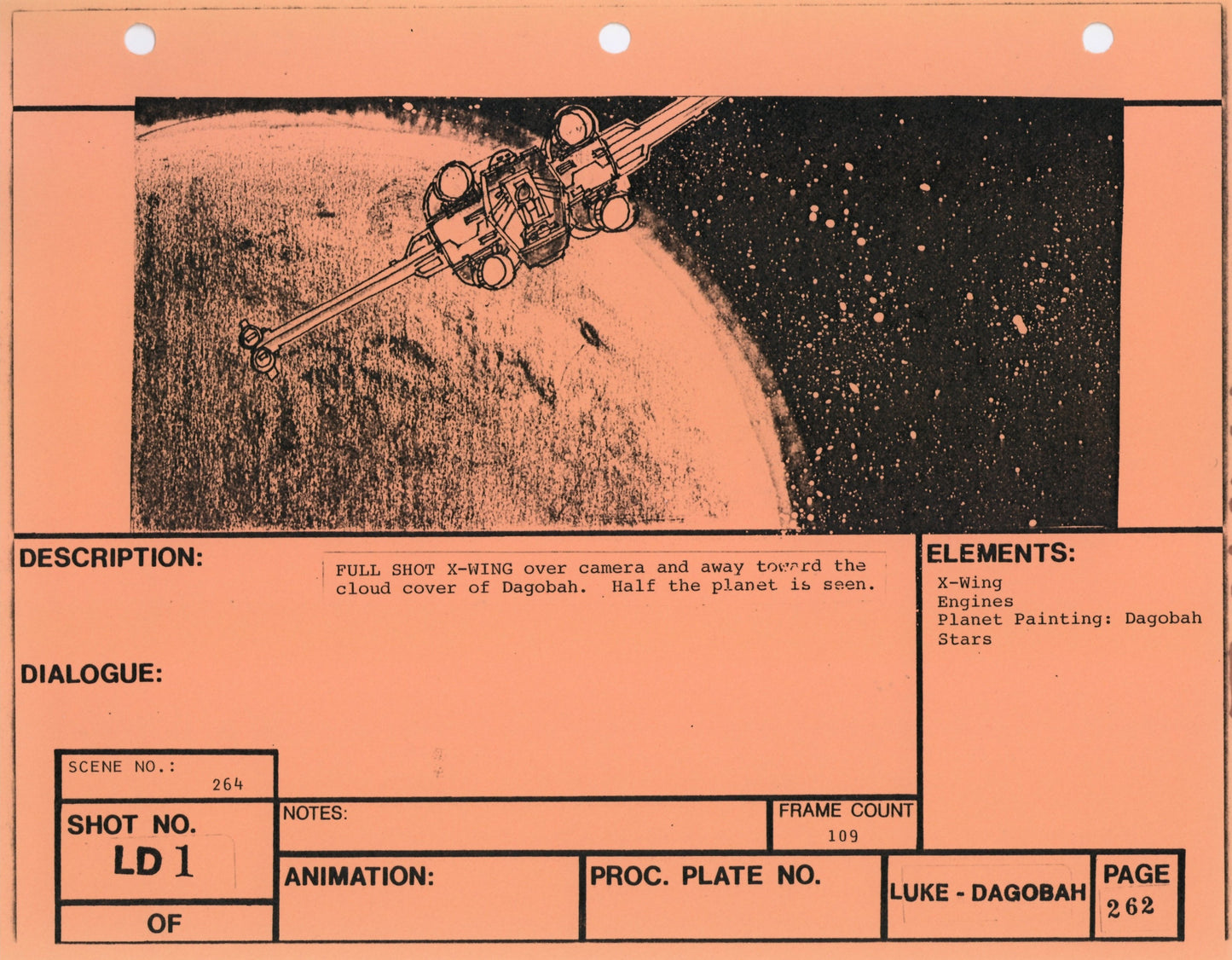 Empire Strikes Back VFX Storyboard: Luke Dagobah 1