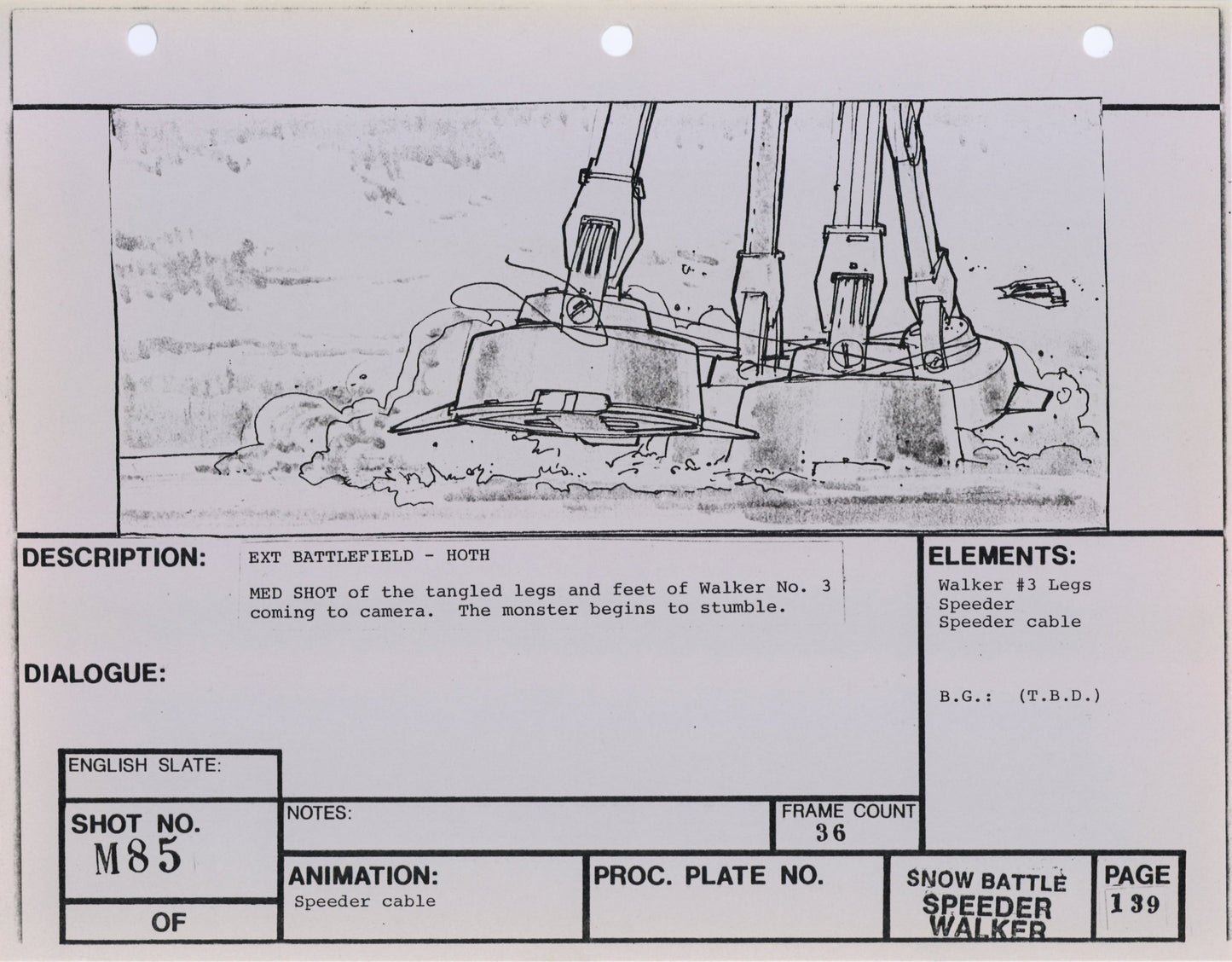 Empire Strikes Back VFX Storyboard: Snow Battle 85