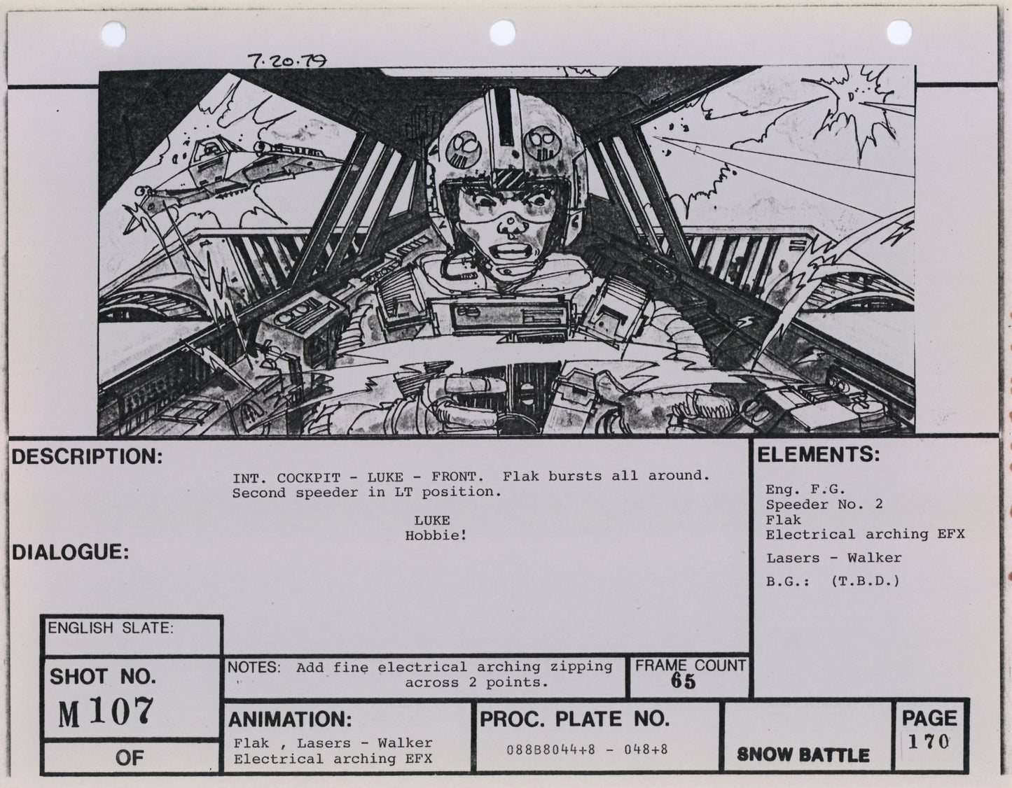 Empire Strikes Back VFX Storyboard: Snow Battle 107