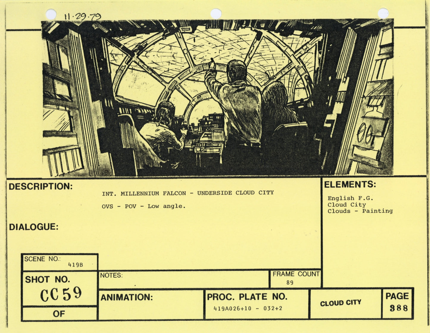 Empire Strikes Back VFX Storyboard: Cloud City 59