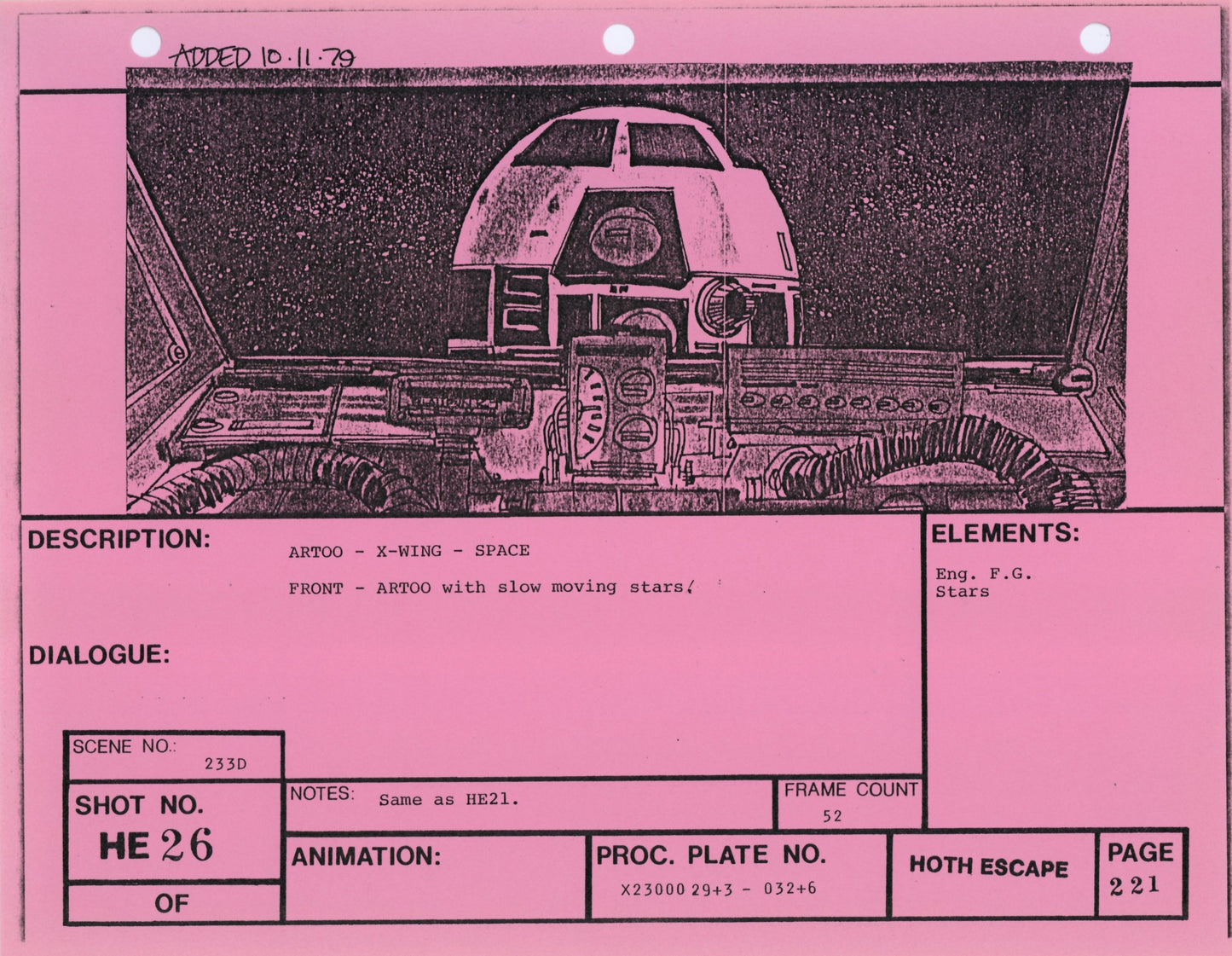 Empire Strikes Back VFX Storyboard: Hoth Escape 26