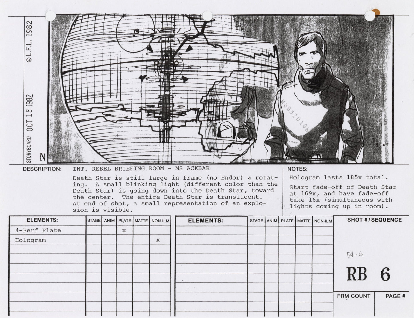 Star Wars: Return of the Jedi - VFX Storyboard: Rebel Briefing 6
