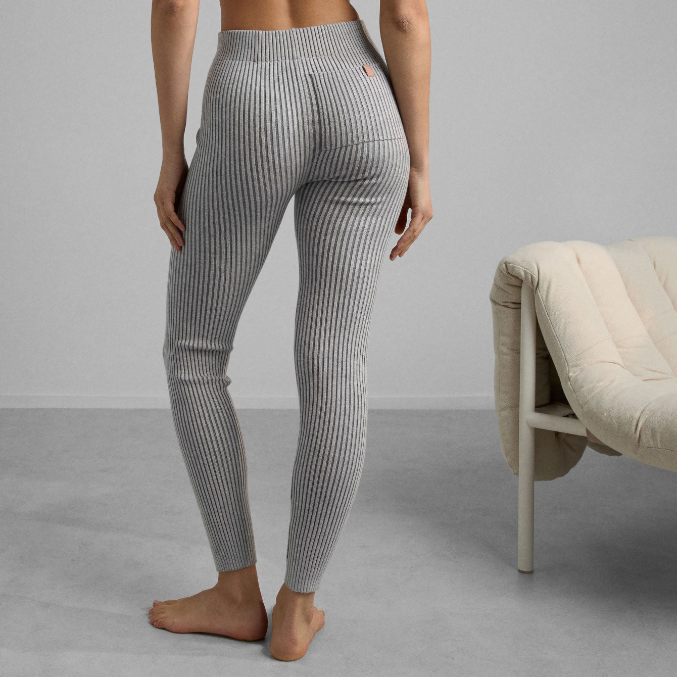 Lunya Mellow Grey Cotton Silk Ribbed Legging