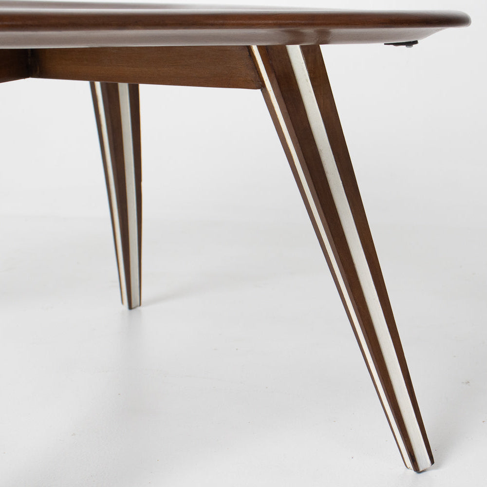 Filippo Chissotti Biomorphic Walnut & Glass Cocktail Table