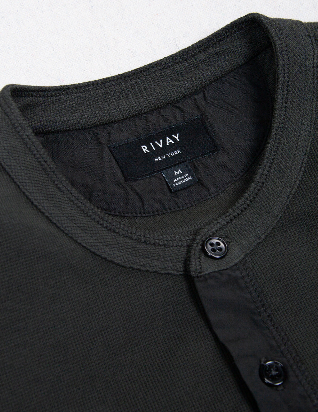 Rivay Gibson Waffle Henley in Vintage Black