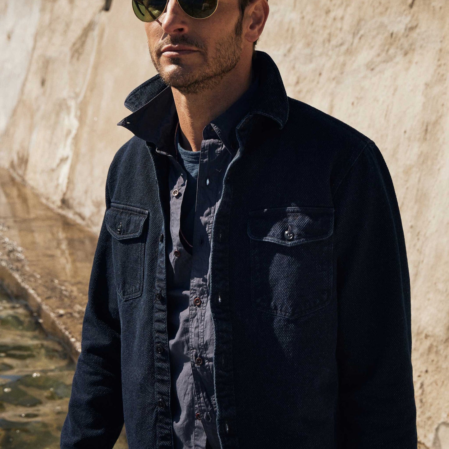 RIVAY Judd Indigo Dobby Overshirt
