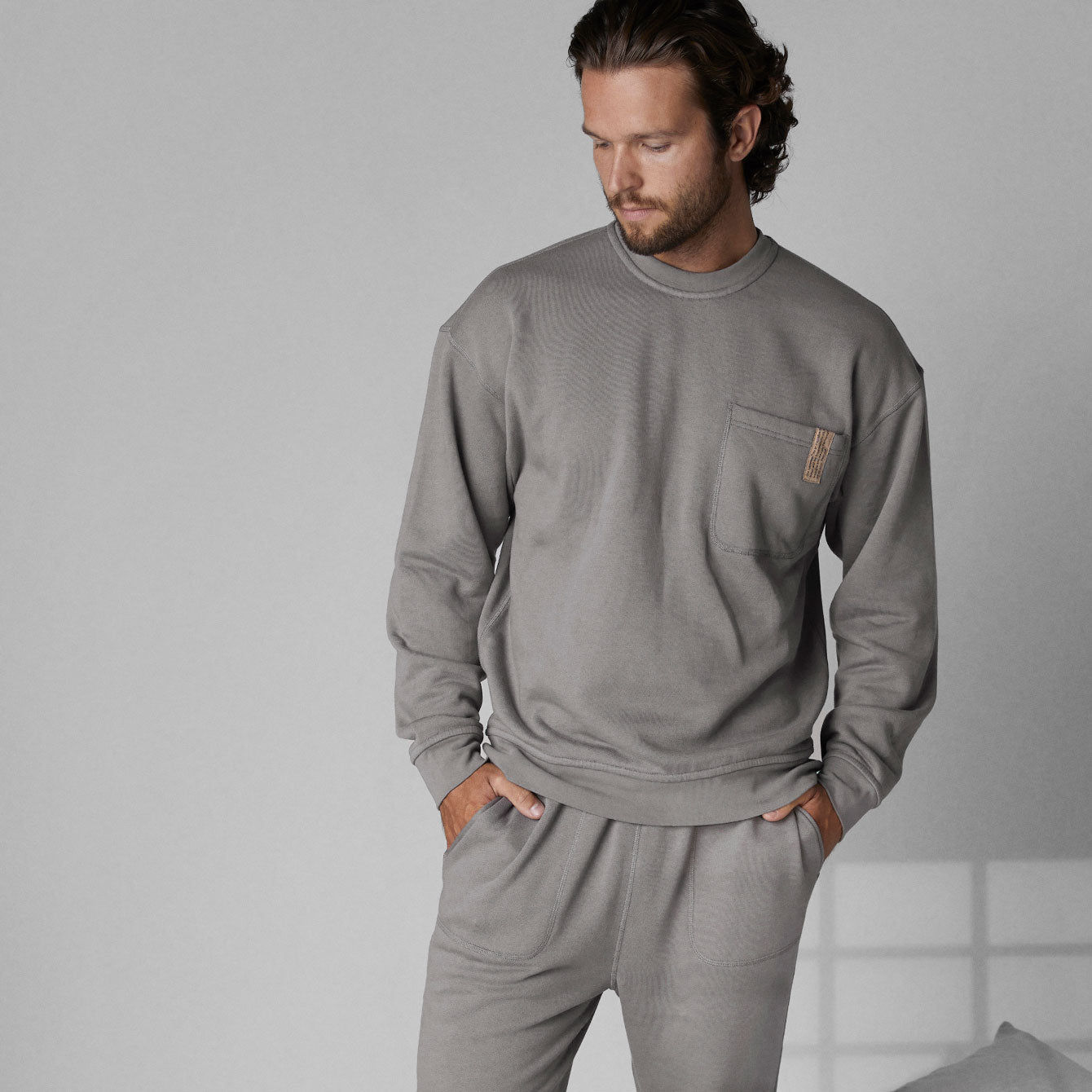 Lunya Men’s Ebbing Fog Silksweats Reversible Sweatshirt