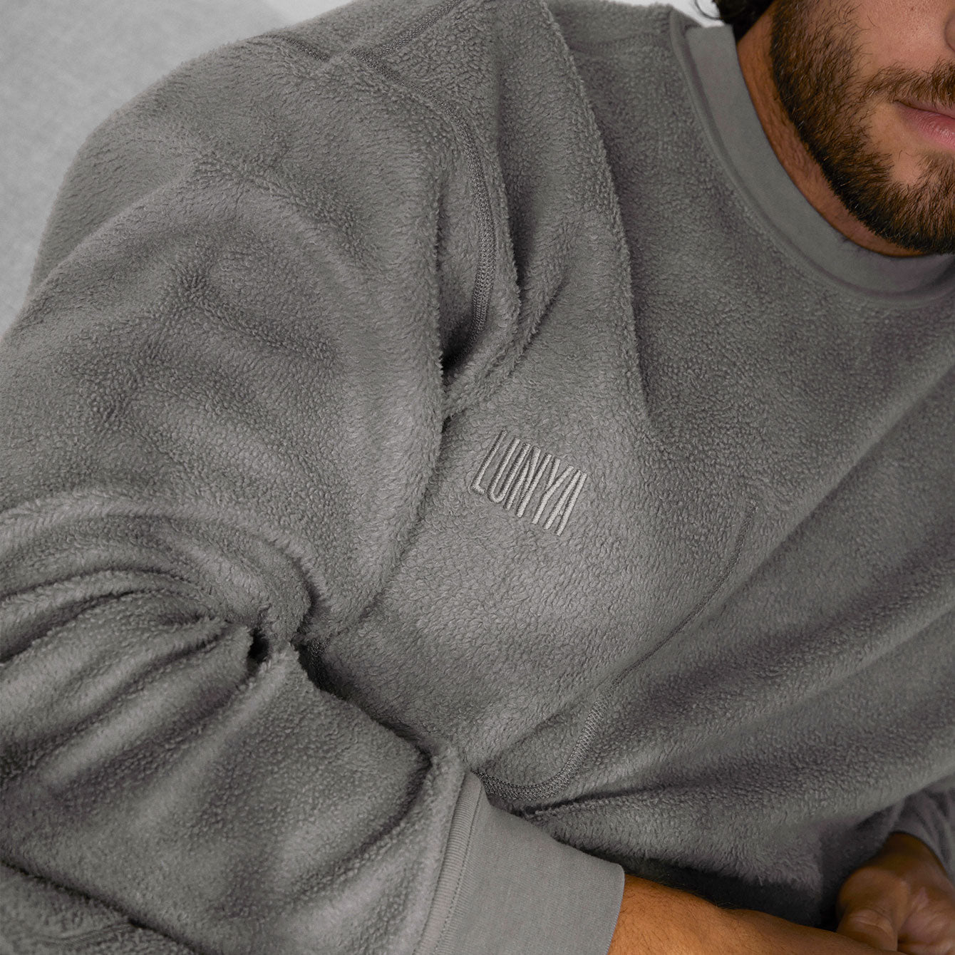 Lunya Men’s Ebbing Fog Silksweats Reversible Sweatshirt