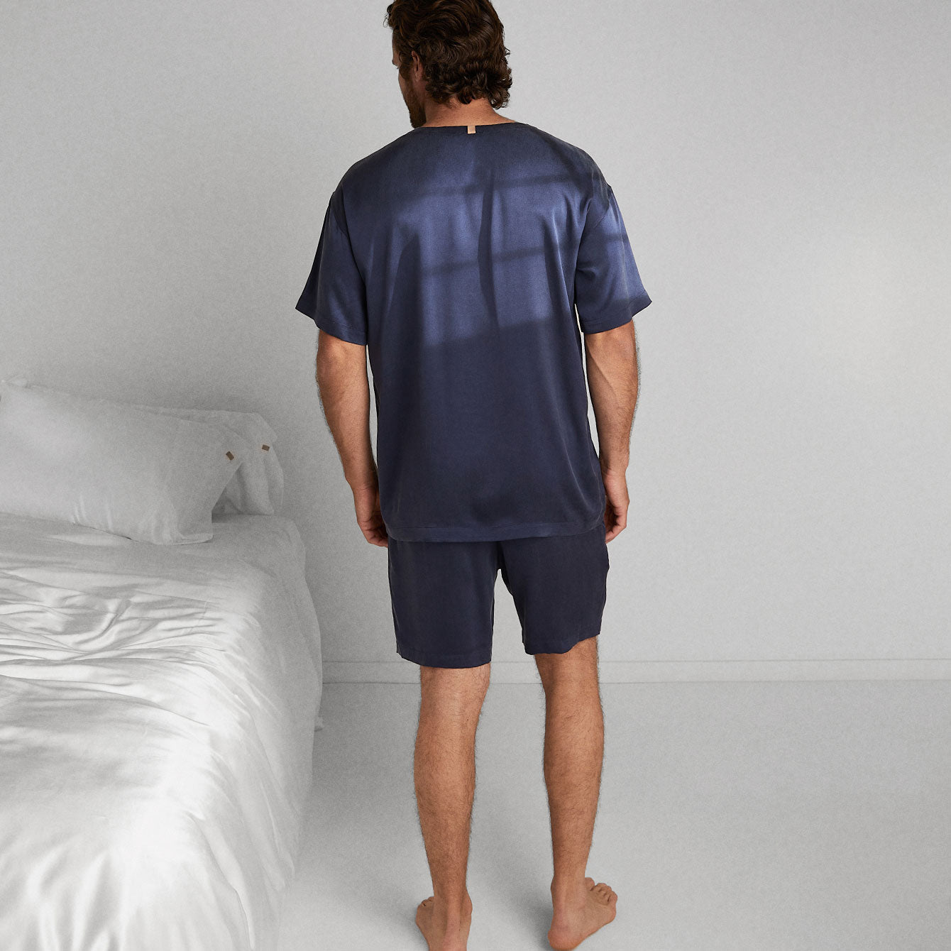 Lunya Men's Deep Blue Washable Silk Short Set