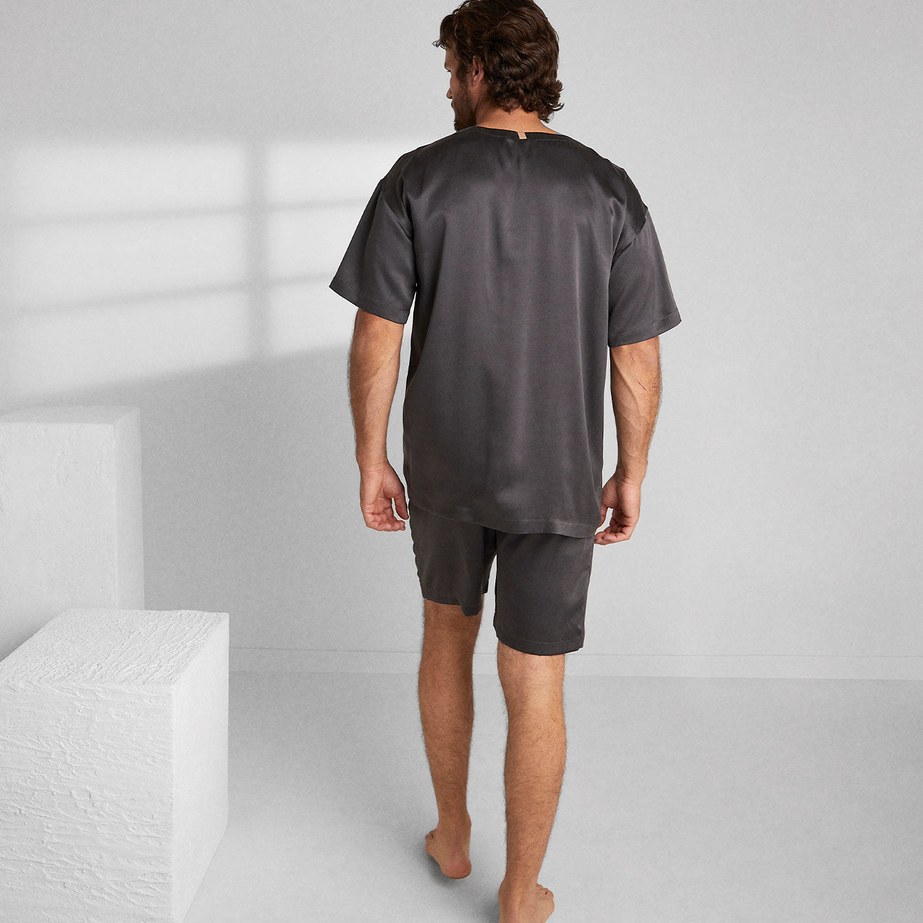 Lunya Meditative Grey Washable Silk Short Set