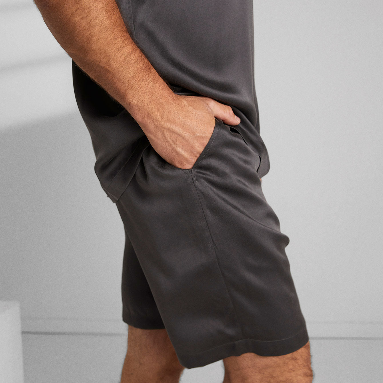 Lunya Meditative Grey Washable Silk Short Set