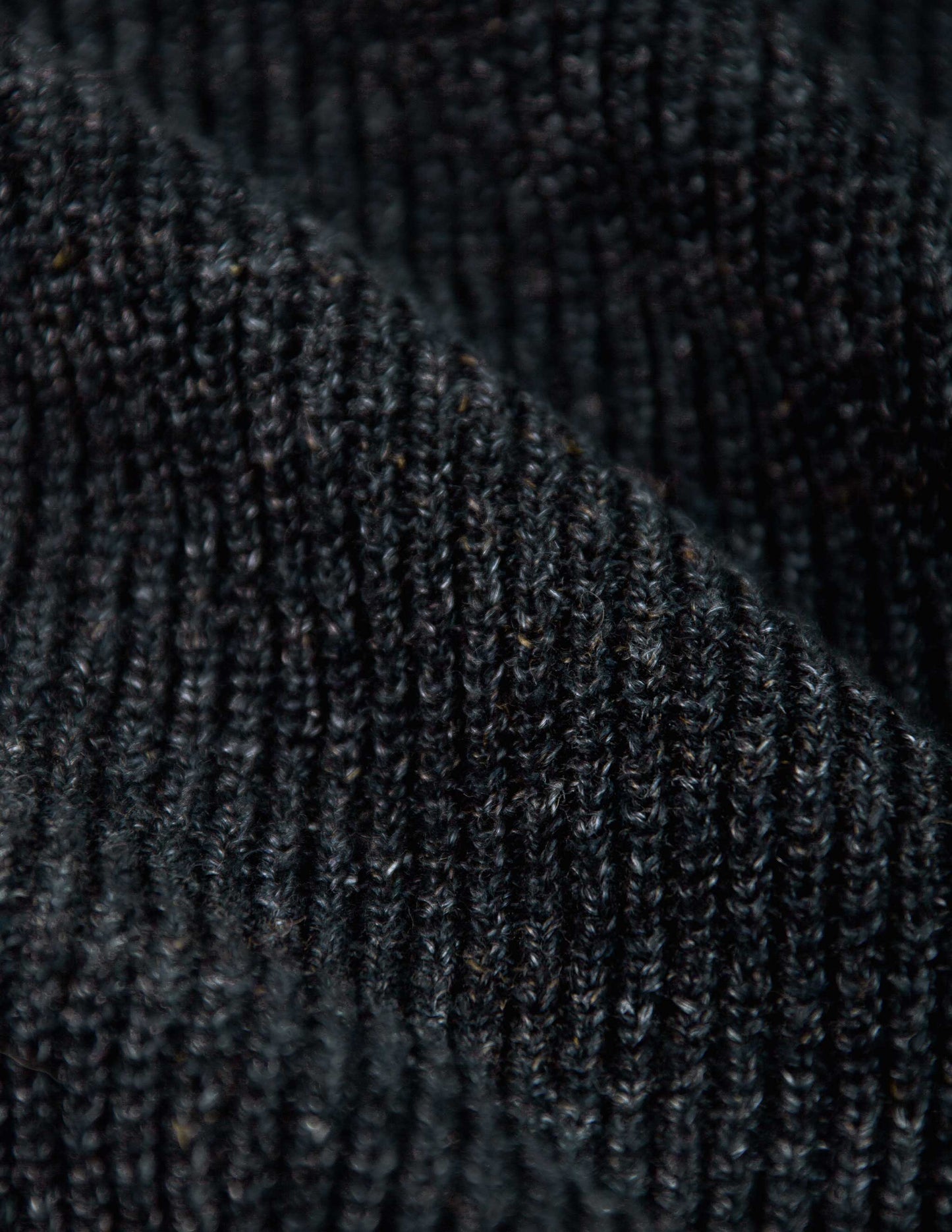 Porto Linen Cotton Sweater in Black Marl