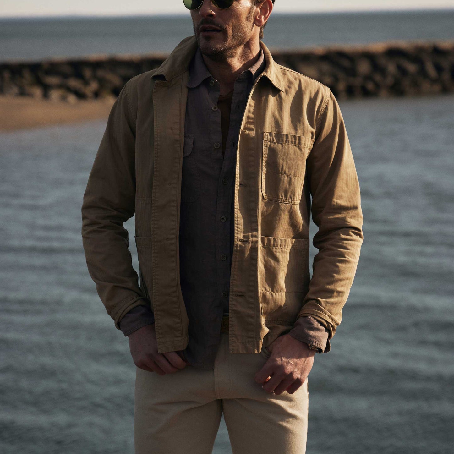 Rivay Garment Dyed Khaki Chore Jacket