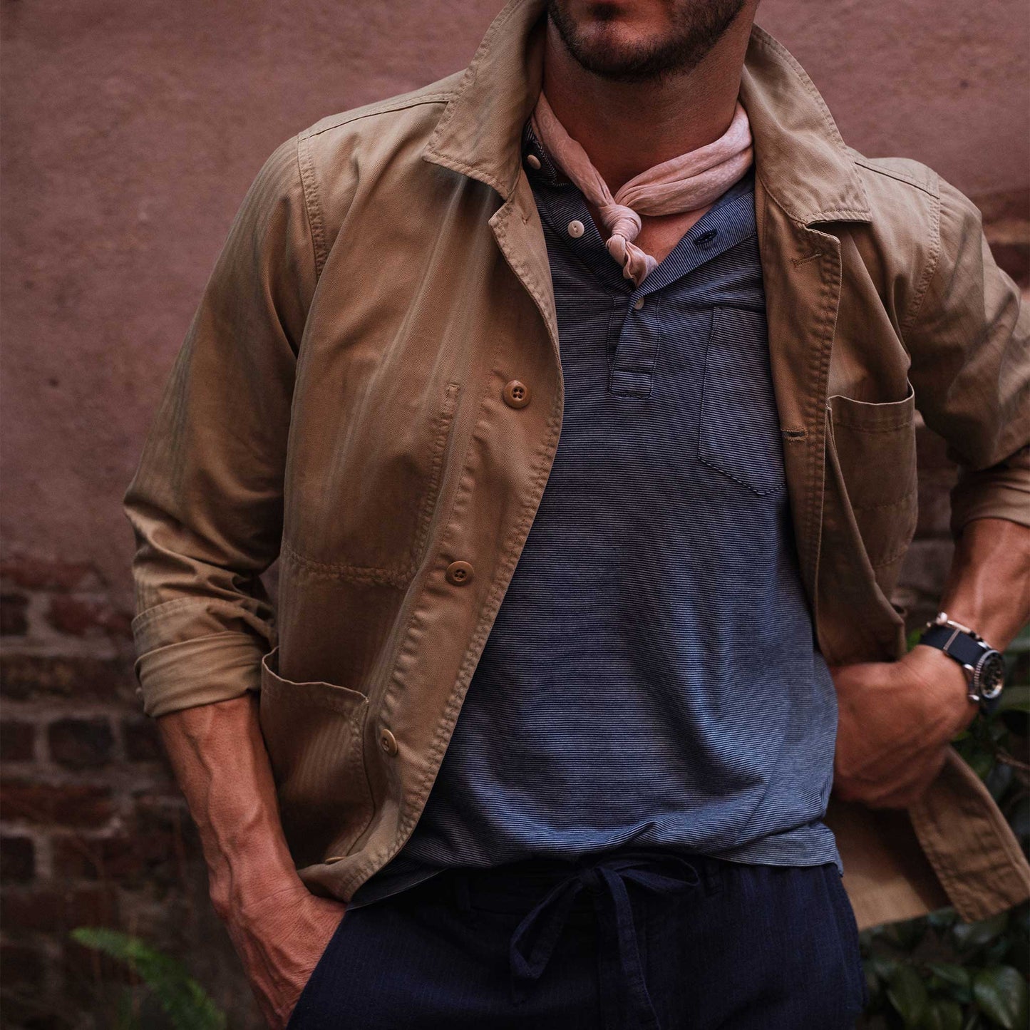 Rivay Garment Dyed Khaki Chore Jacket