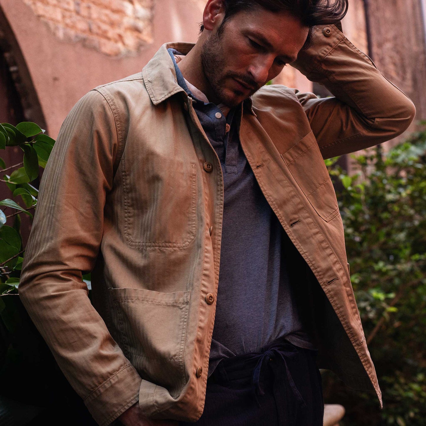 Rivay Garment Dyed Khaki Chore Jacket