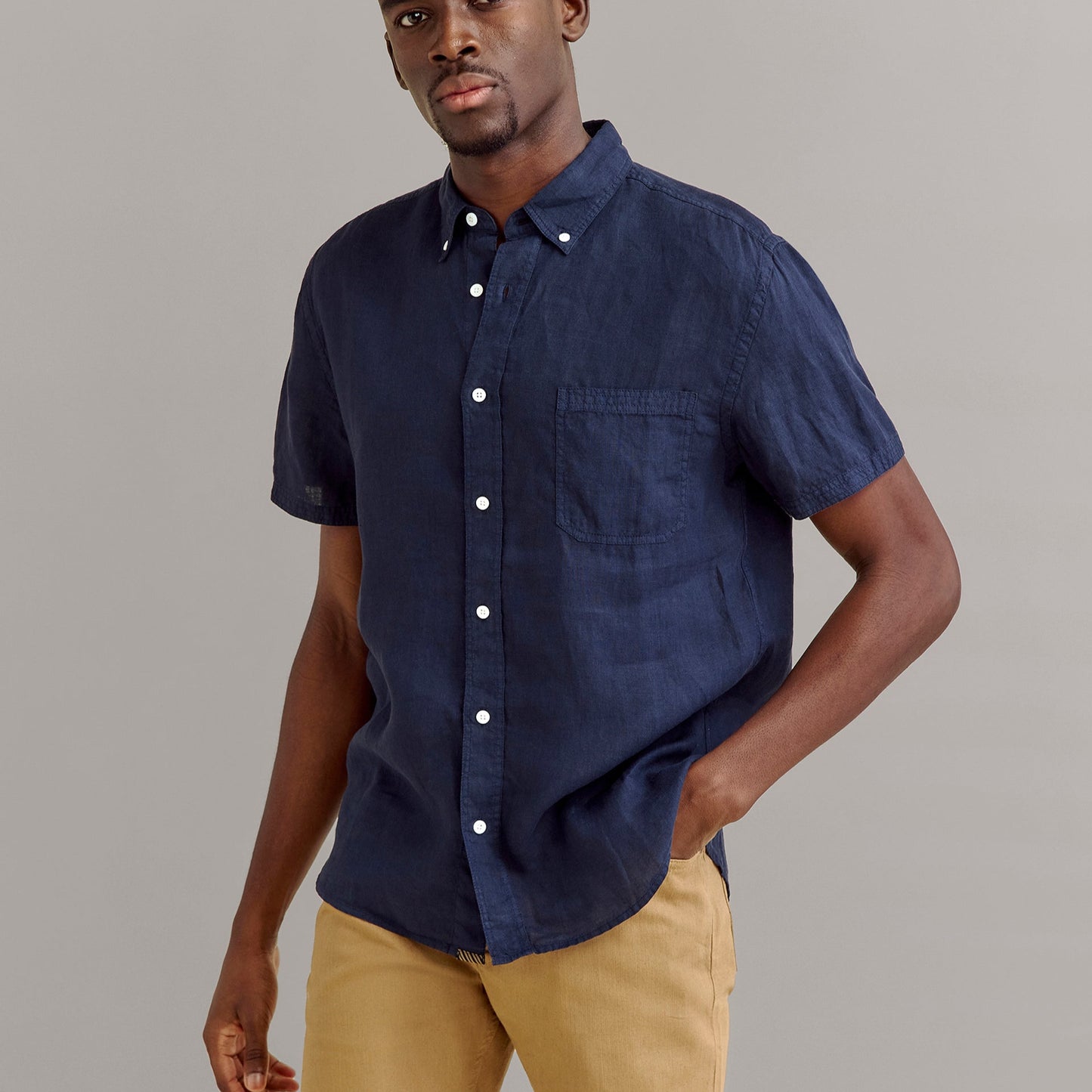 Billy Reid Short Sleeve Linen Tuscumbia Shirt Button Down