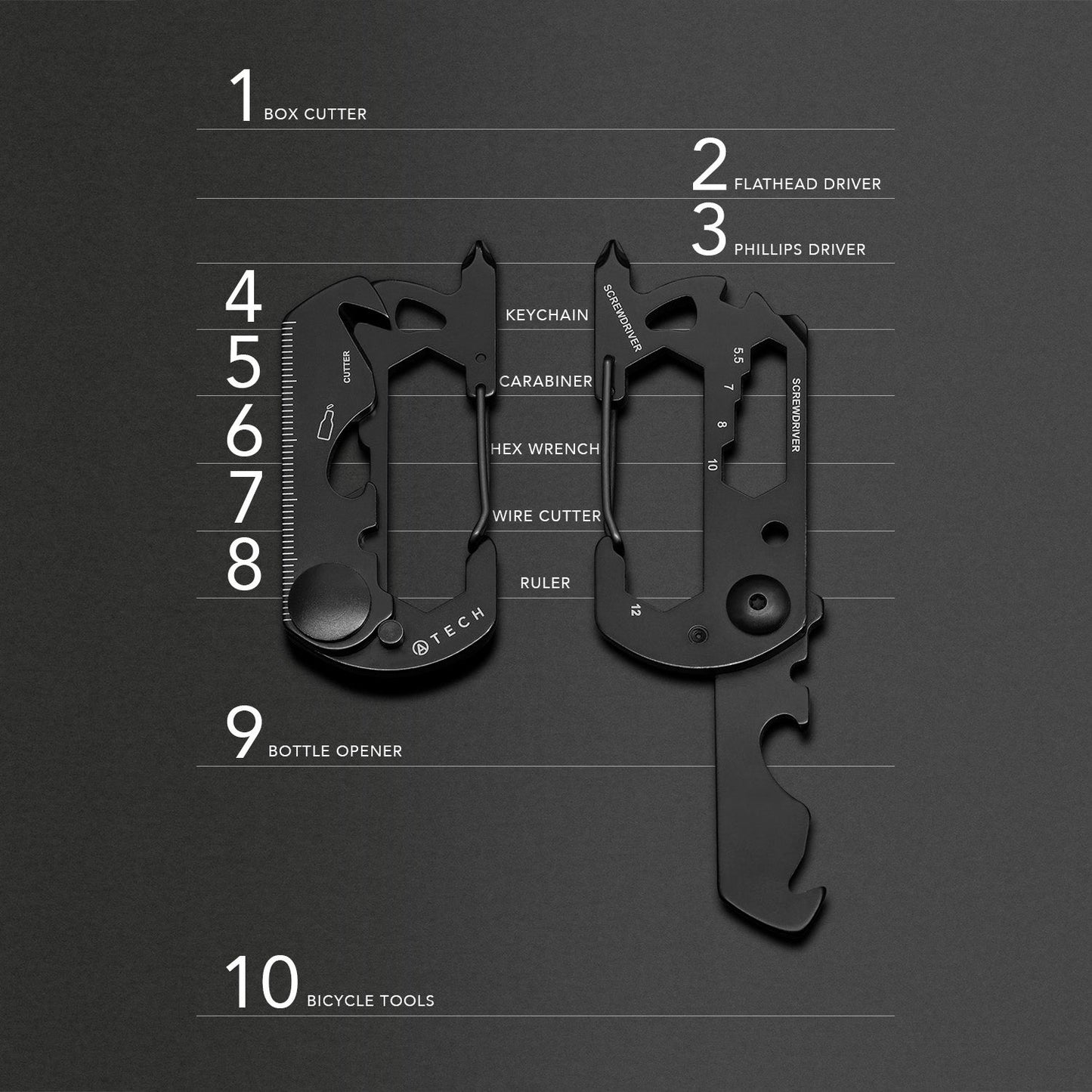 A-Tech Multitool 10-in-1 Carabiner