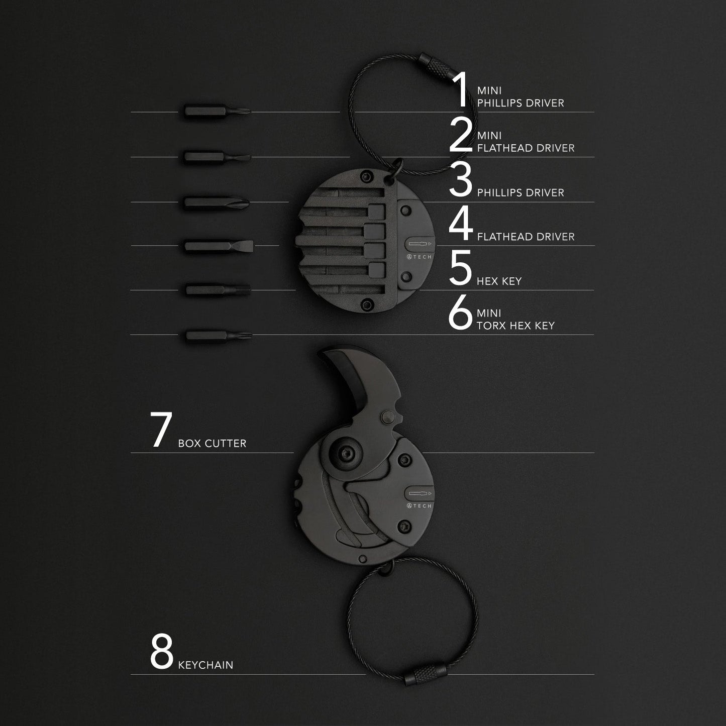 A-Tech Multitool 8-in-1 Keychain