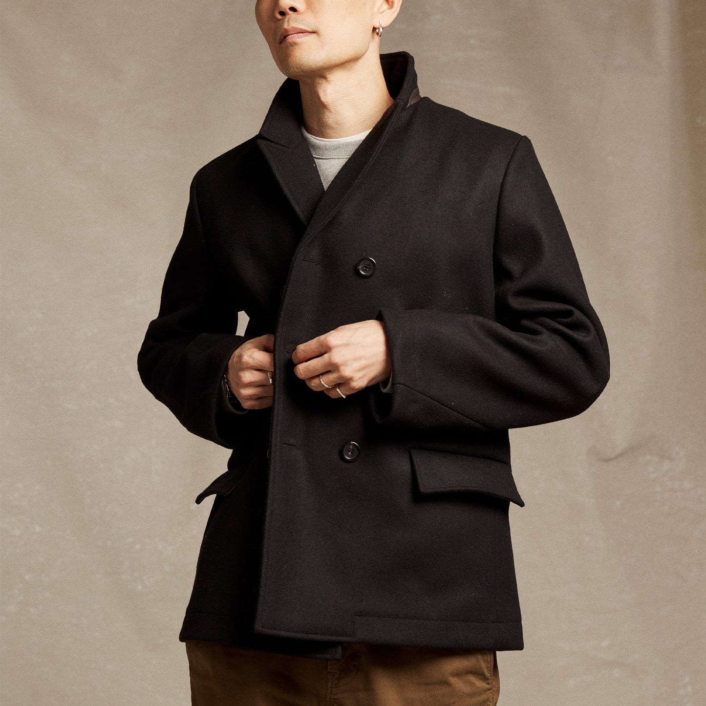 Billy Reid Black Bond Peacoat