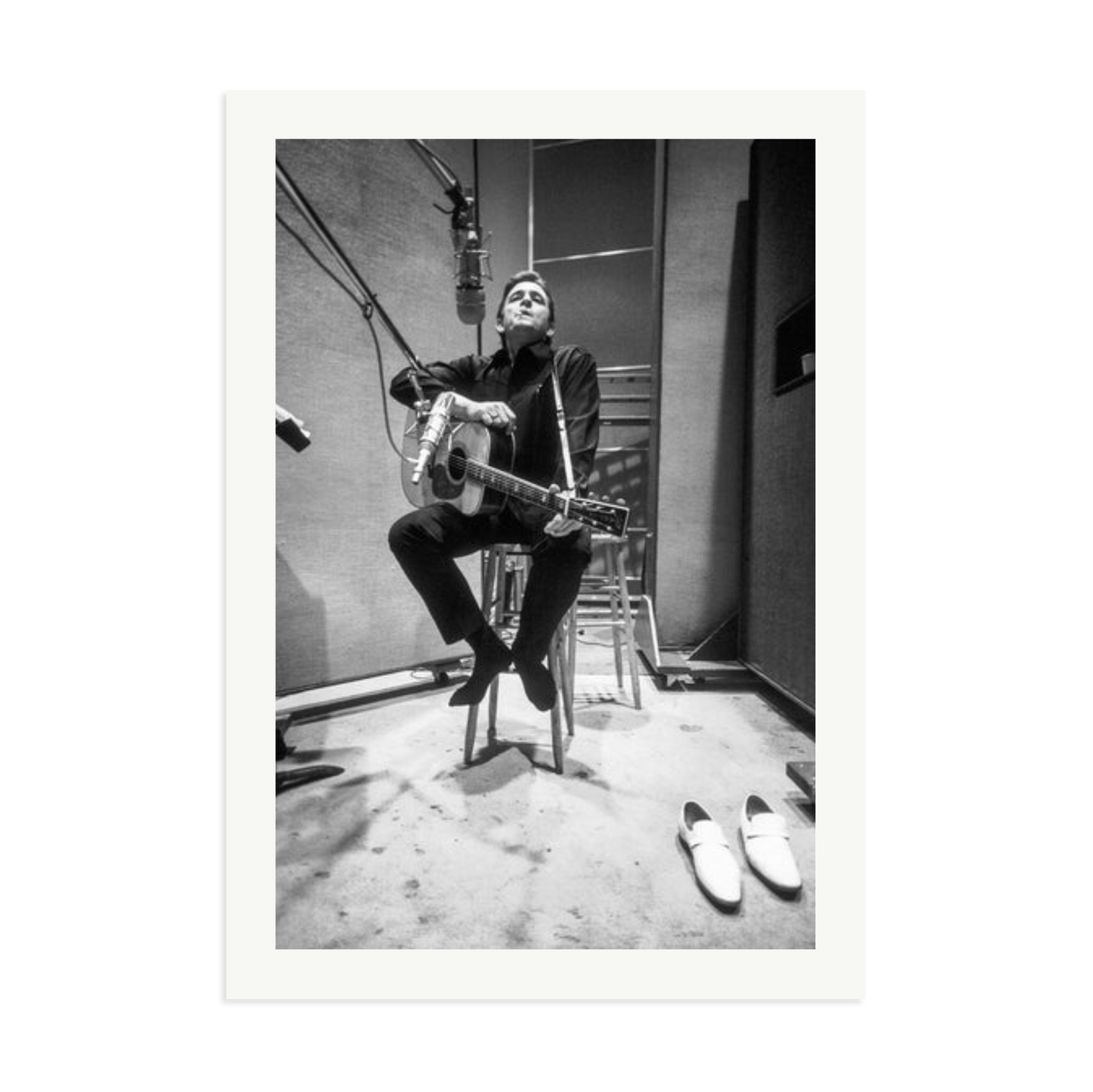 Johnny Cash in the Studio Framed Print