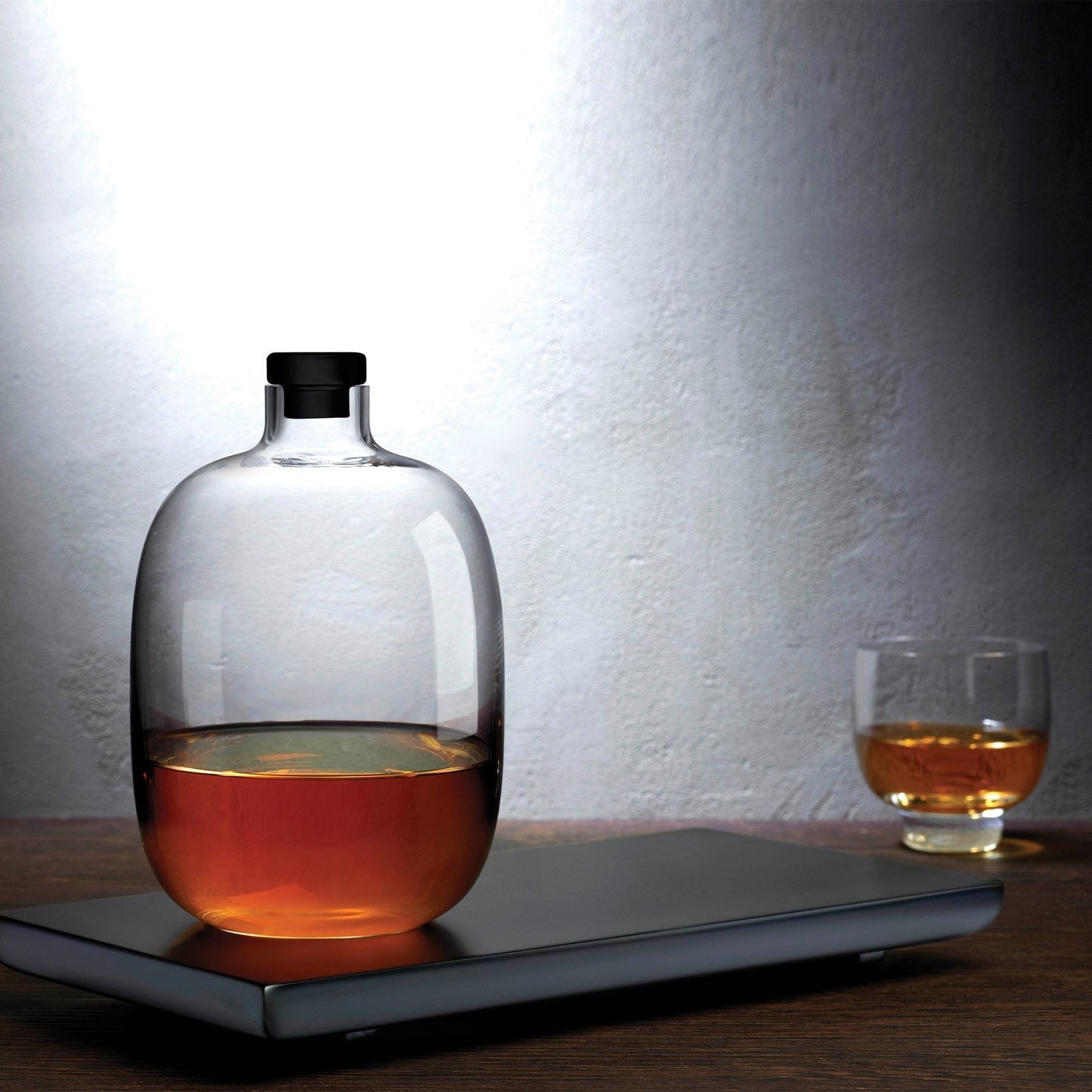 Nude Malt Whiskey Bottle with Wooden Tray