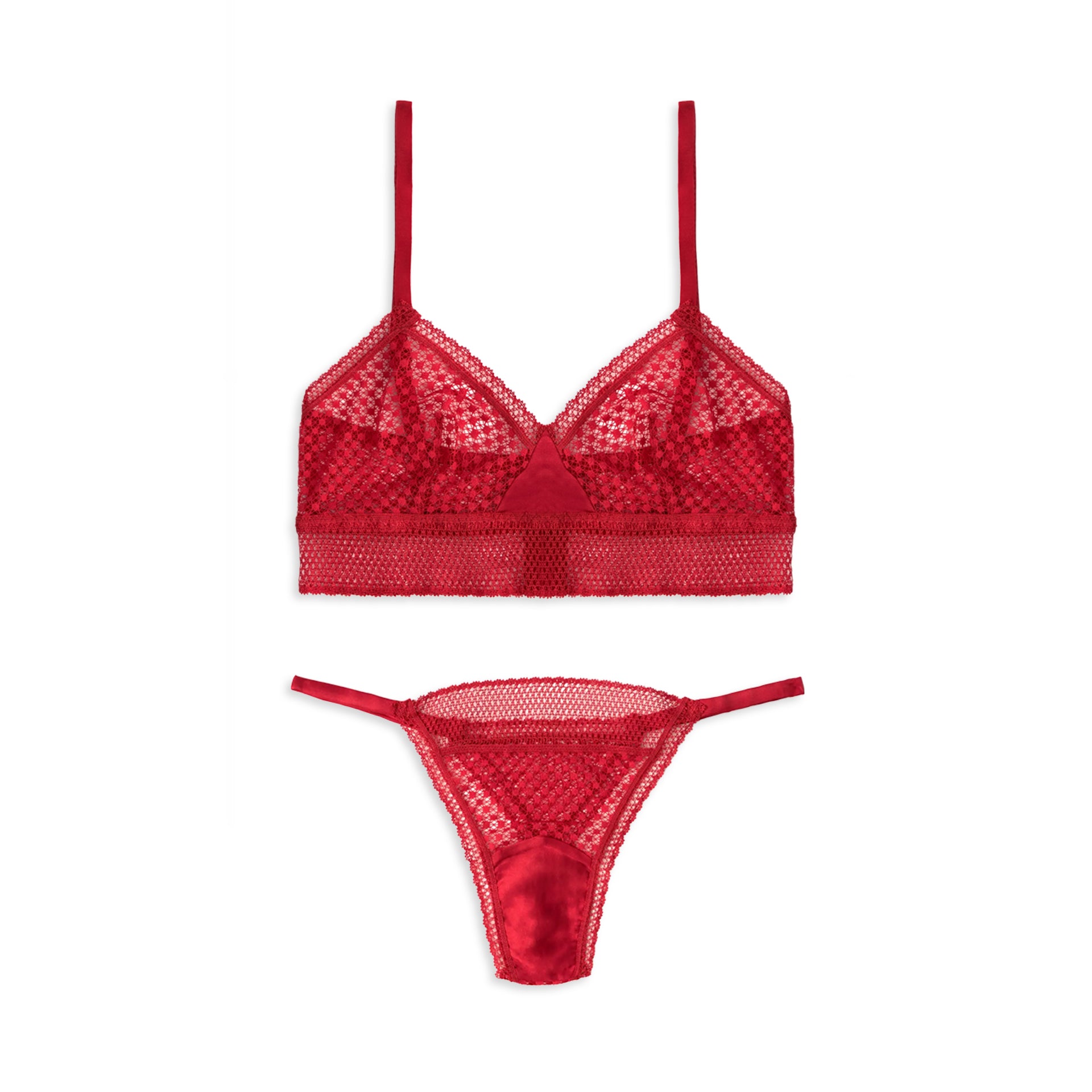 Red Mesh Triangle Bralette With Wide Black Band Sheer Mesh Lingerie for  Women -  Canada