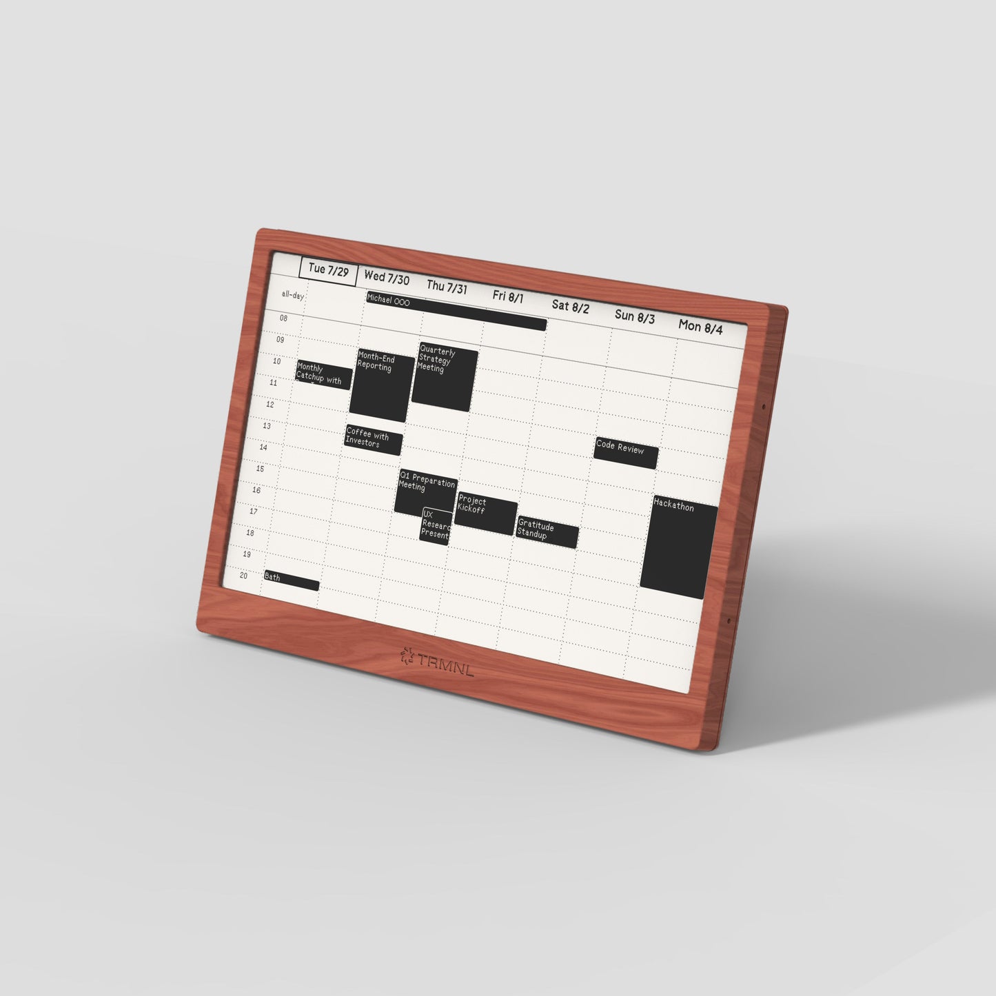 TRMNL Open Source Home Display Dark Wood (faux)