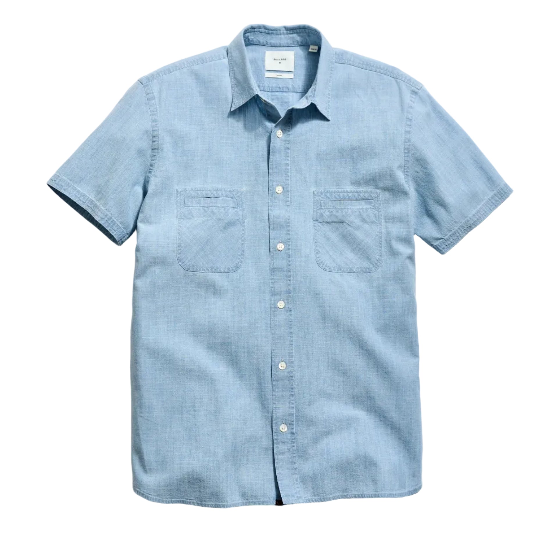 Billy Reid Short Sleeve Chambray Donelson Shirt, Light Chambray Billy Reid Short Sleeve Chambray Donelson Shirt, Light Chambray