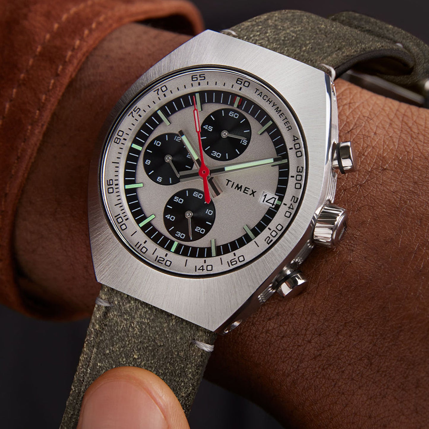 Timex Legacy Tonneau Chronograph Leather Strap Watch