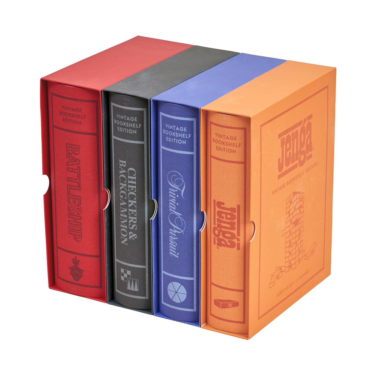 Vintage-Bücherregal-Spiele