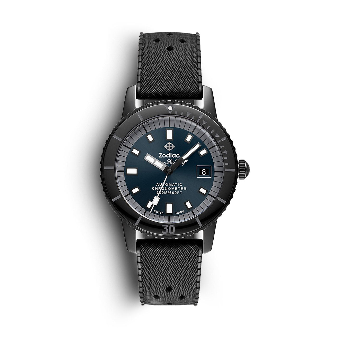 Черные керамические часы Zodiac Super Sea Wolf