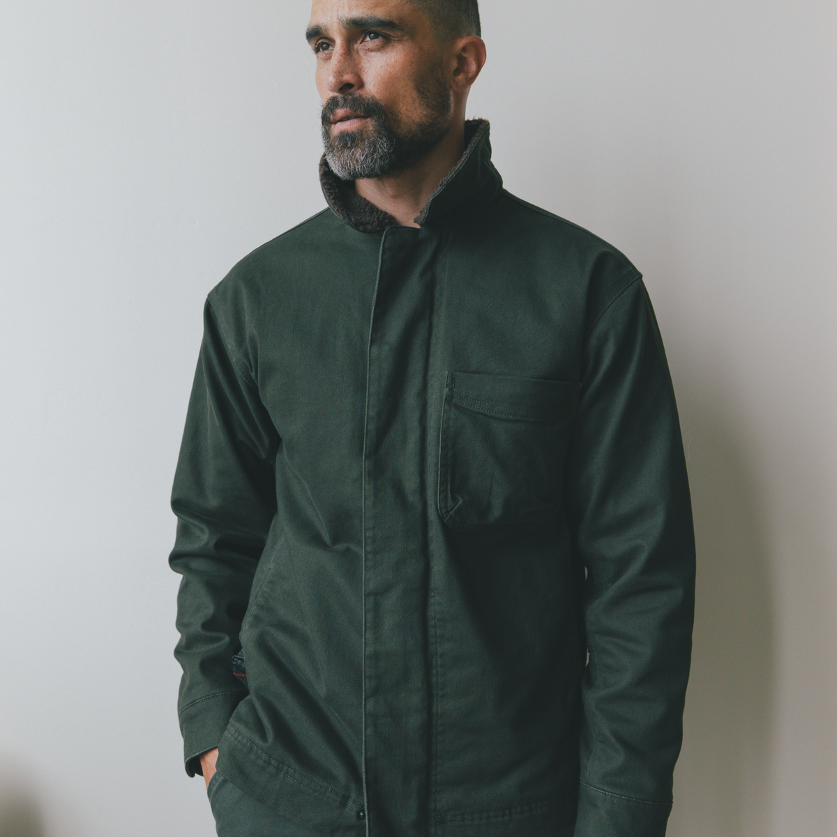 A1 Jacket in Steel Twill & Quilted Nylon
