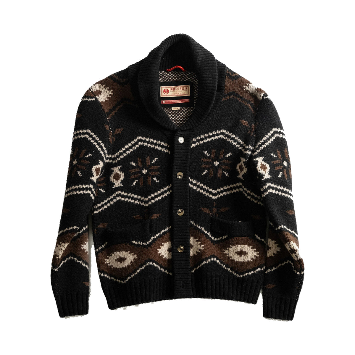 Iron & Resin Wincha Shawl Collar Sweater Black