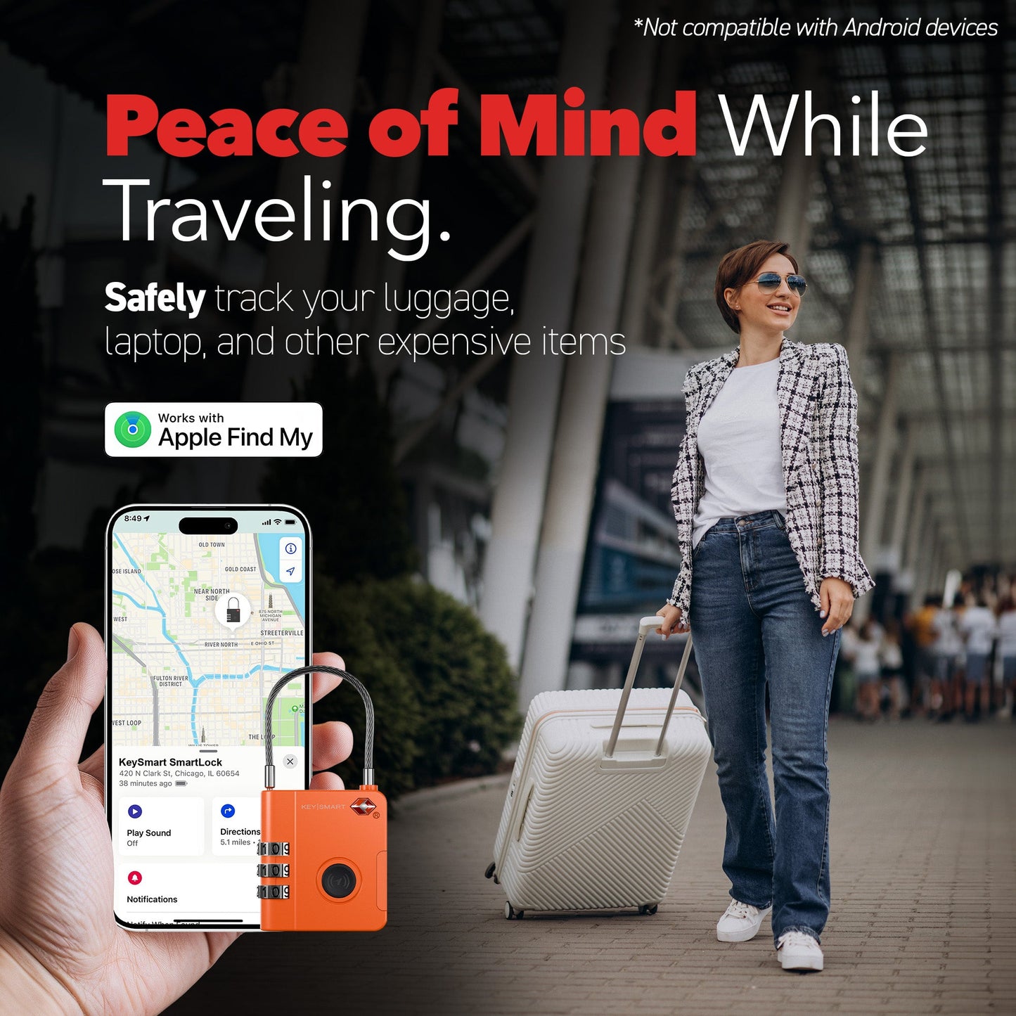KeySmart SmartLock Luggage Tracking Device