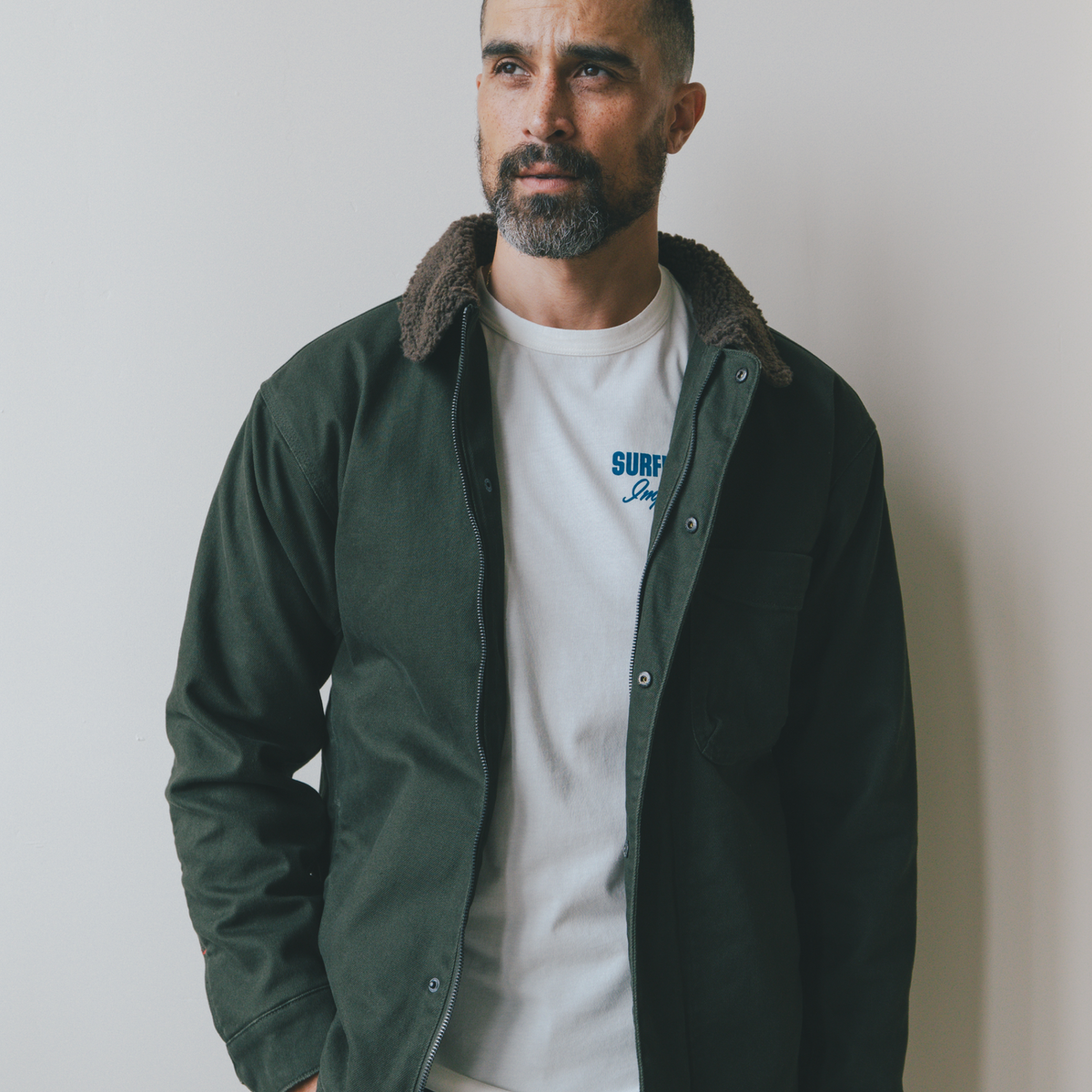 A1 Jacket in Steel Twill & Quilted Nylon