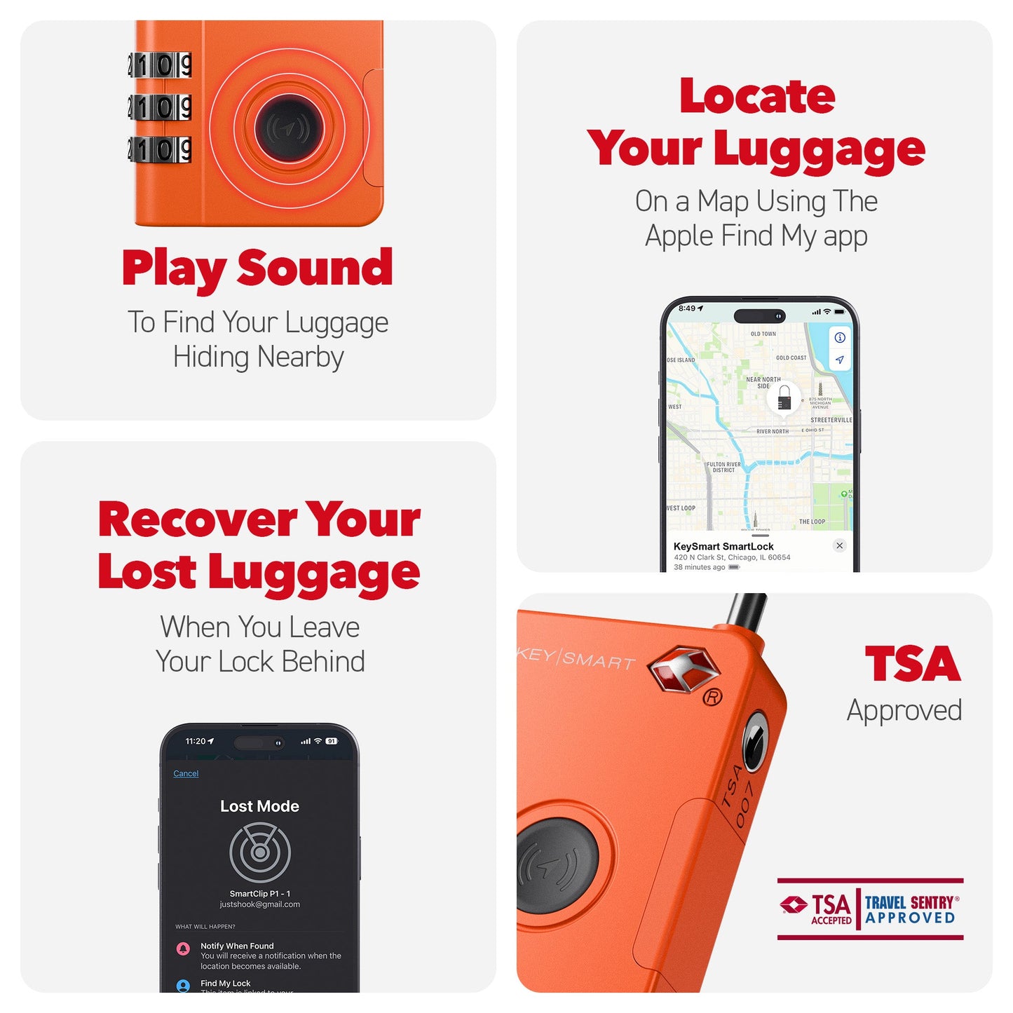 KeySmart SmartLock Luggage Tracking Device