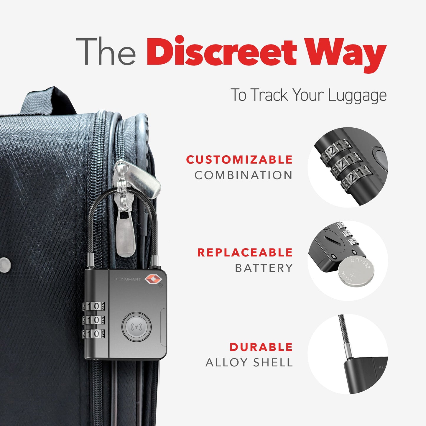 KeySmart SmartLock Luggage Tracking Device