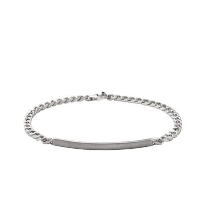 3mm ID Chain Bracelet, Matte Sterling Silver Matte Silver M Monogram: No