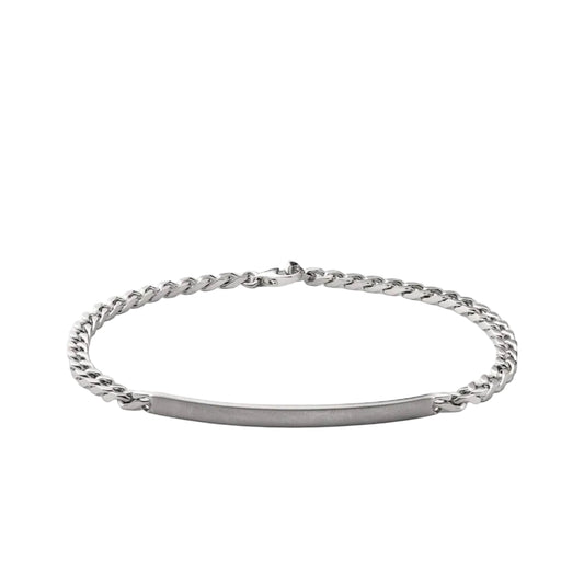 3mm ID Chain Bracelet, Matte Sterling Silver Matte Silver M Monogram: No