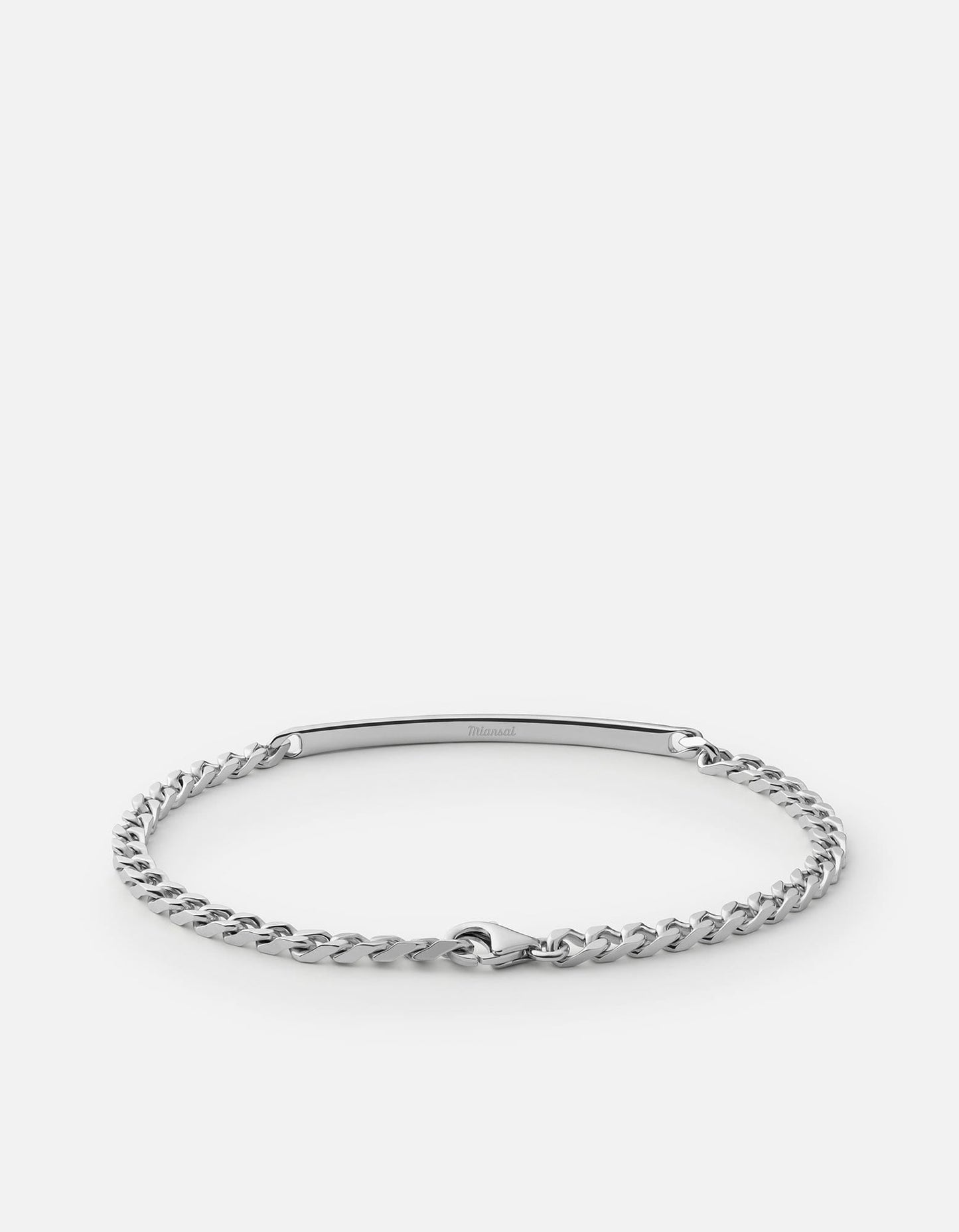 3mm ID Chain Bracelet, Matte Sterling Silver