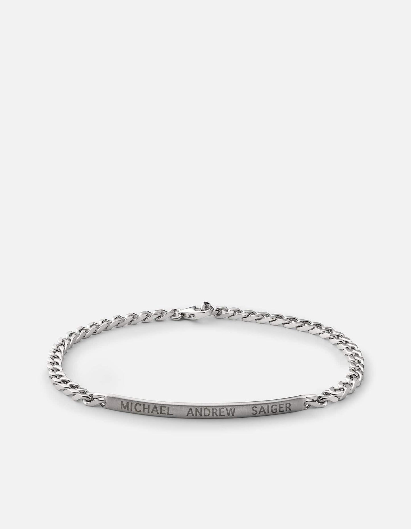 3mm ID Chain Bracelet, Matte Sterling Silver Matte Silver M Monogram: Yes