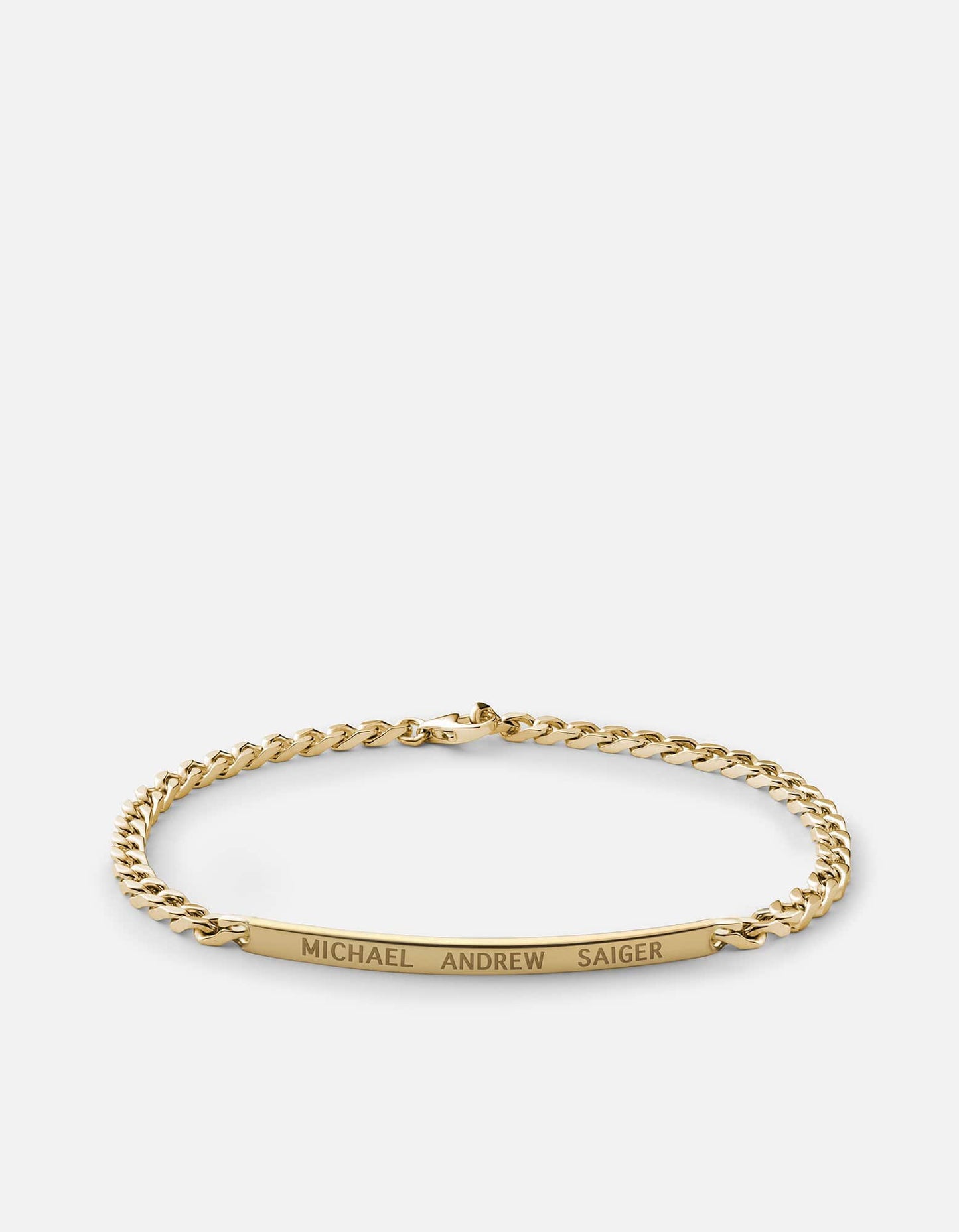 3mm ID Chain Bracelet, Gold Vermeil polished gold Monogram: Yes