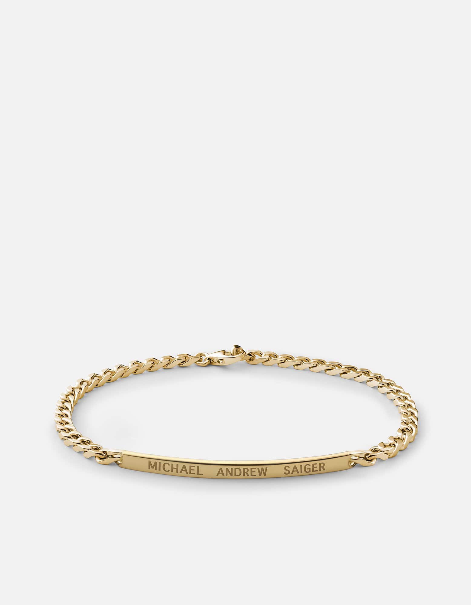 3mm ID Chain Bracelet, Gold Vermeil polished gold Monogram: Yes