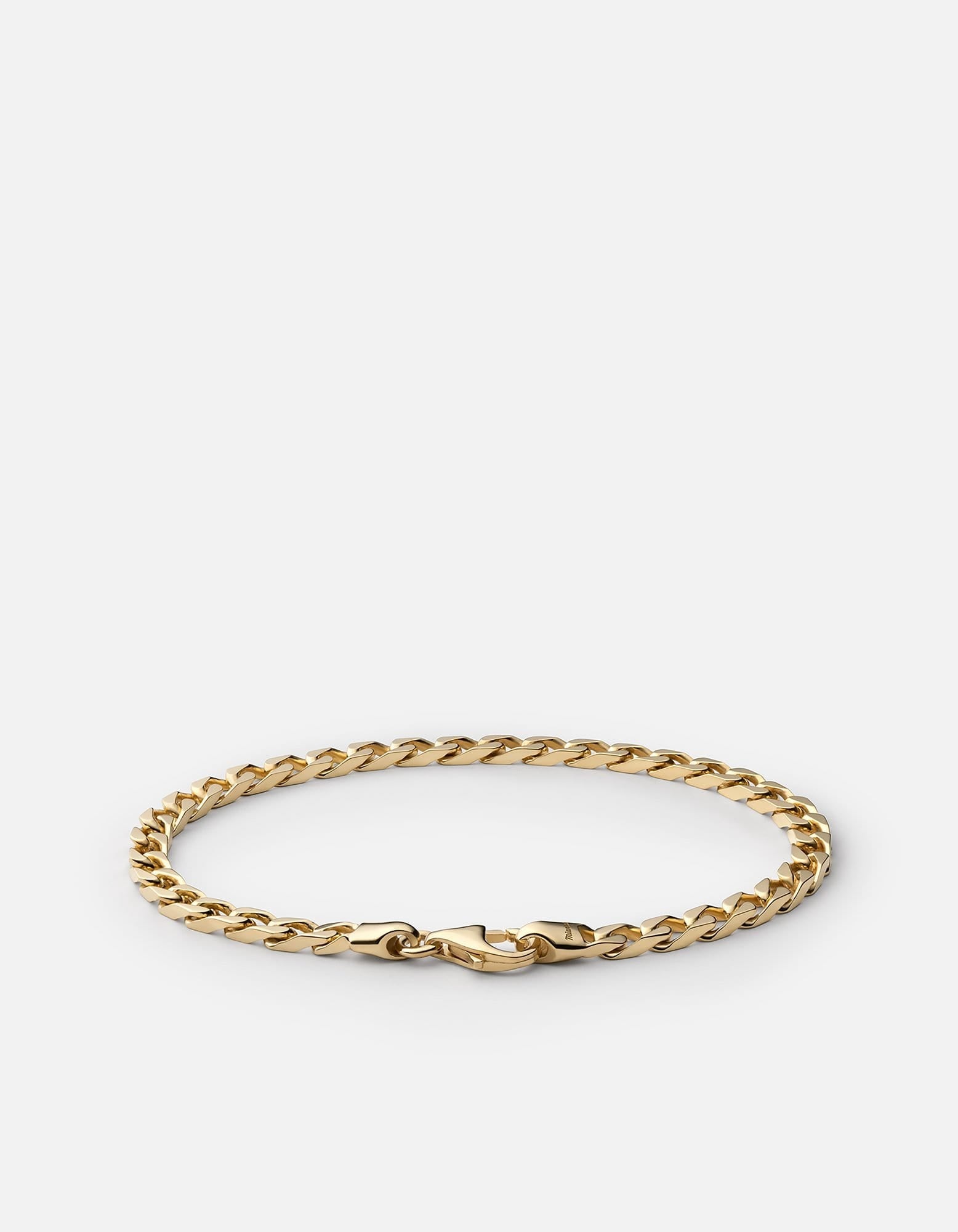 4mm Cuban Curb Chain Bracelet, Gold Vermeil